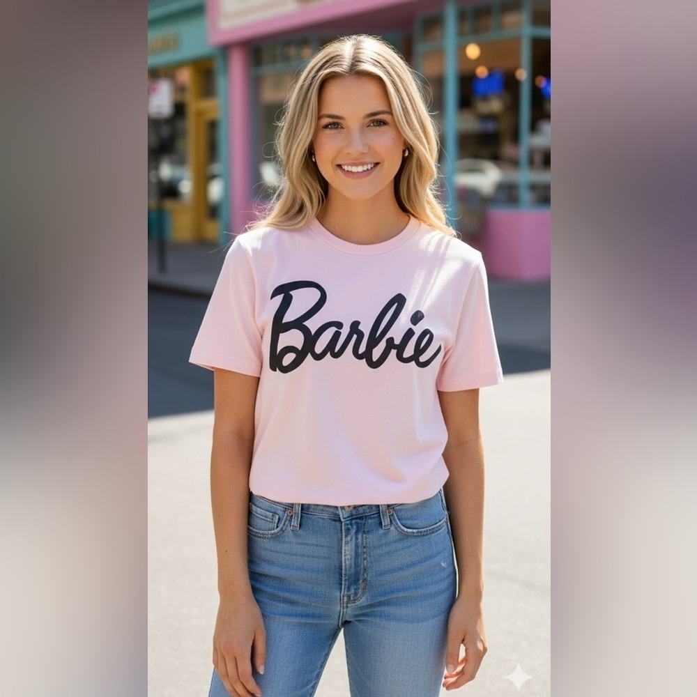 Barbie Logo Cotton T-Shirt in Pink